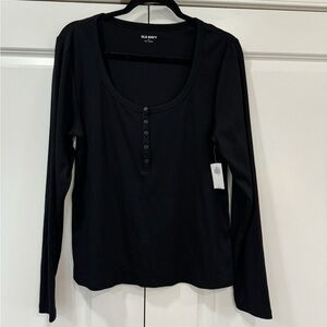 Old Navy Black Henley Long Sleeve